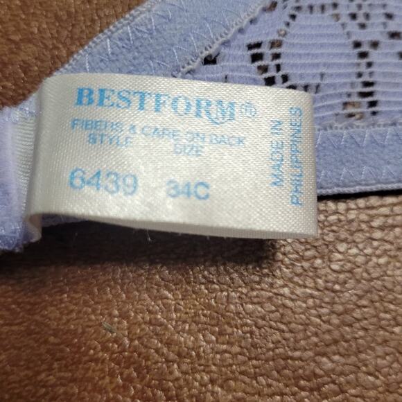 Vntg 90s Bestform 6439 Lace Bra Sz 34C Lavender Purple Sheer Romantic Feminine - Picture 5 of 8
